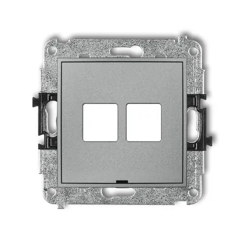 Ostatnie sztuki Mechanizm gniazda multimedialnego podwójnego bez modułu, bez pola opisowego (standard Keystone) Karlik ICON srebrny metalik 7IGMBO-2P