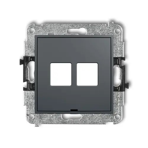 Cena promocyjna Mechanizm gniazda multimedialnego podwójnego bez modułu, bez pola opisowego (standard Keystone) Karlik MINI grafitowy mat 28MGMBO-2P