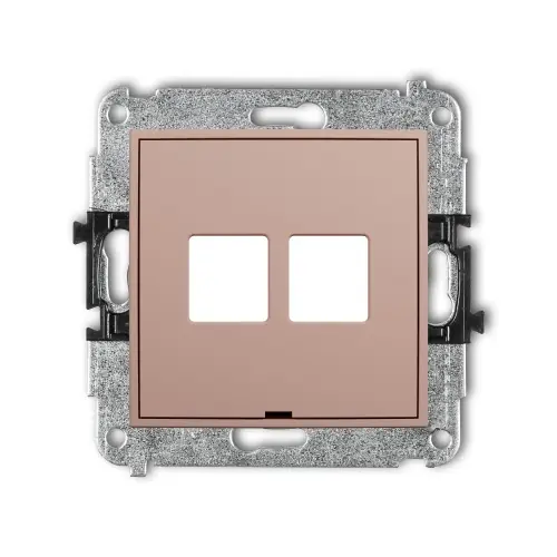 Mechanizm gniazda multimedialnego podwójnego bez modułu, bez pola opisowego (standard Keystone) Karlik MINI łososiowy 62MGMBO-2P Dostępne od ręki
