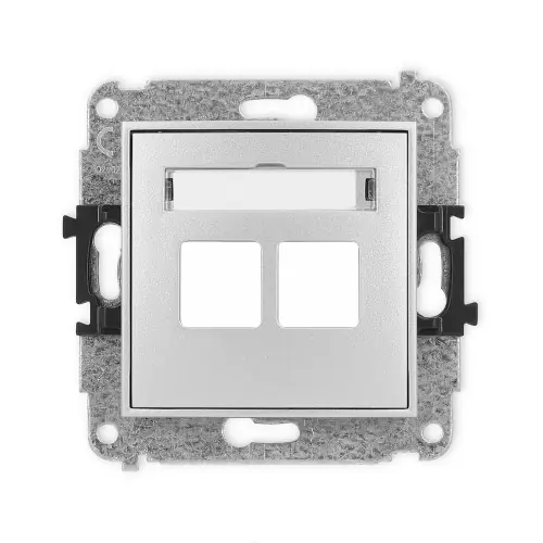Do wyczerpania zapasów Mechanizm gniazda multimedialnego podwójnego bez modułu (standard Keystone) Karlik ICON srebrny metalik 7IGM-2P