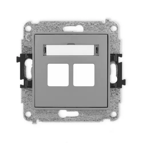 Tylko do końca tygodnia Mechanizm gniazda multimedialnego podwójnego bez modułu (standard Keystone) Karlik ICON szary mat 27IGM-2P