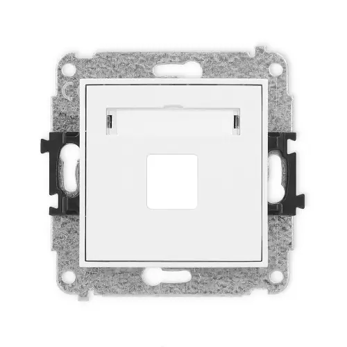 Mechanizm gniazda multimedialnego pojedynczego bez modułu (standard Keystone) Karlik MINI biały MGM-1P Dostępne od ręki
