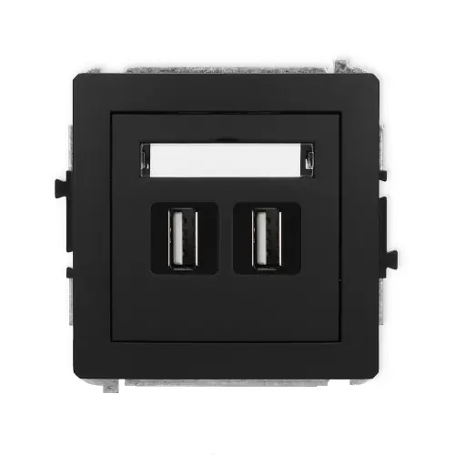 Zamów dziś Mechanizm gniazda podwójnego 2xUSB A-A 2.0 Karlik DECO czarny mat 12DGUSB-2