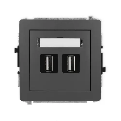 Mechanizm gniazda podwójnego 2xUSB A-A 2.0 Karlik DECO grafitowy mat 28DGUSB-2 Wyjątkowa oferta