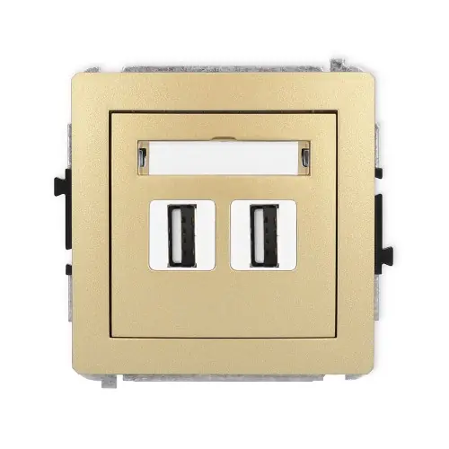 Mechanizm gniazda podwójnego 2xUSB A-A 2.0 Karlik DECO złoty 29DGUSB-2 Niska cena