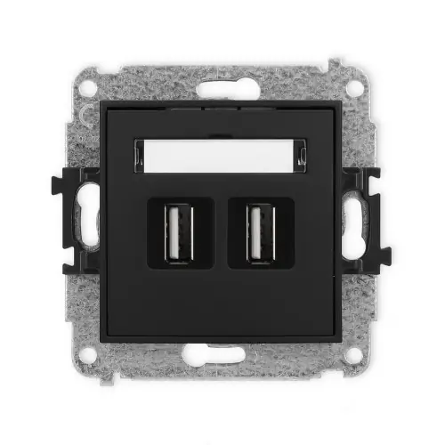 Bestseller Mechanizm gniazda podwójnego 2xUSB A-A 2.0 Karlik ICON czarny mat 12IGUSB-2