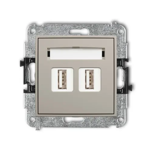 Mechanizm gniazda podwójnego 2xUSB A-A 2.0 Karlik ICON taupe 60IGUSB-2 Premium