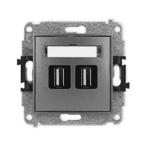 Ostatnia szansa Mechanizm gniazda podwójnego 2xUSB A-A 2.0 Karlik MINI grafitowy 11MGUSB-2