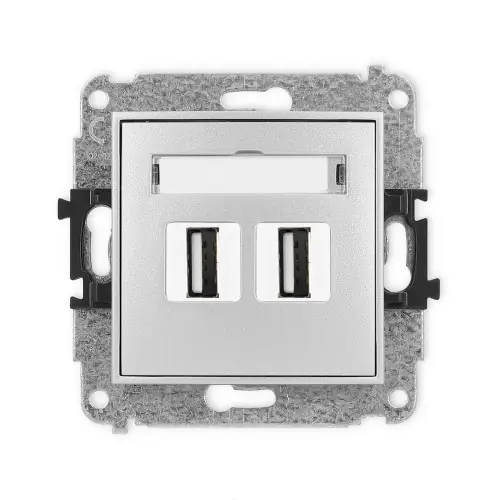Mechanizm gniazda podwójnego 2xUSB A-A 2.0 Karlik MINI srebrny metalik 7MGUSB-2 Zamów dziś