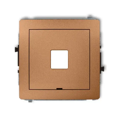 Kup teraz Mechanizm gniazda multimedialnego pojedynczego bez modułu, bez pola opisowego (standard Keystone) Karlik DECO złoty metalik 8DGMBO-1P