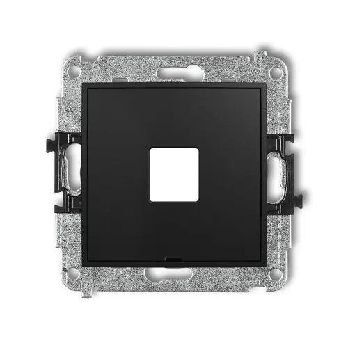 Mechanizm gniazda multimedialnego pojedynczego bez modułu, bez pola opisowego (standard Keystone) Karlik ICON czarny mat 12IGMBO-1P Oferta limitowana