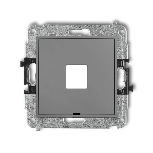 Dostępne od ręki Mechanizm gniazda multimedialnego pojedynczego bez modułu, bez pola opisowego (standard Keystone) Karlik MINI szary mat 27MGMBO-1P