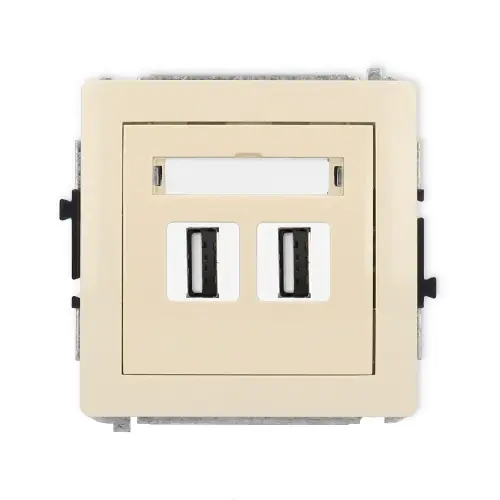 Mechanizm gniazda podwójnego 2xUSB A-A 2.0 Karlik DECO beżowy 1DGUSB-2 Tylko do końca tygodnia