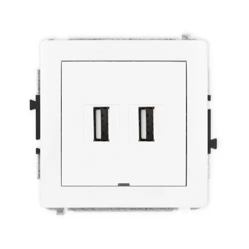 Mechanizm gniazda podwójnego 2xUSB A-A 2.0, bez pola opisowego Karlik DECO biały mat 25DGUSBBO-2 Hit sprzedaży