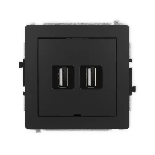 Mechanizm gniazda podwójnego 2xUSB A-A 2.0, bez pola opisowego Karlik DECO czarny mat 12DGUSBBO-2 Kup online