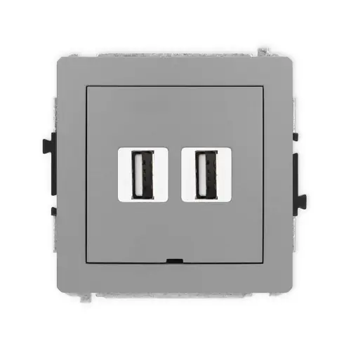 Mechanizm gniazda podwójnego 2xUSB A-A 2.0, bez pola opisowego Karlik DECO szary mat 27DGUSBBO-2 Wyprzedaż