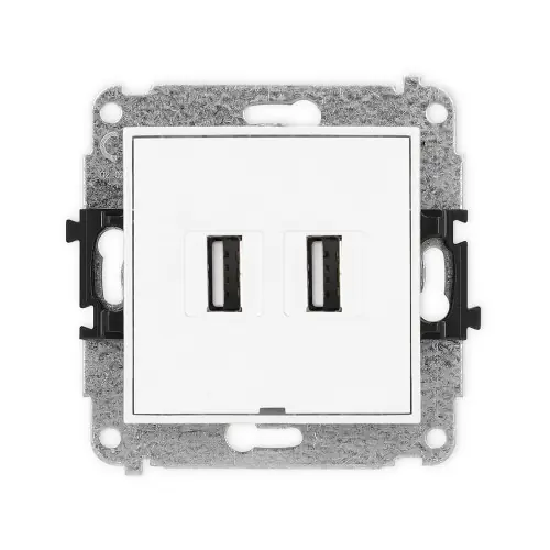 Mechanizm gniazda podwójnego 2xUSB A-A 2.0, bez pola opisowego Karlik ICON biały mat 25IGUSBBO-2 Darmowy zwrot