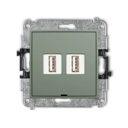 Obniżka ceny Mechanizm gniazda podwójnego 2xUSB A-A 2.0, bez pola opisowego Karlik ICON szałwiowy 61IGUSBBO-2