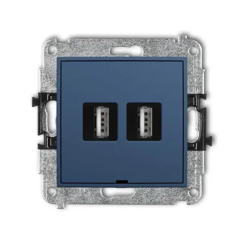 Zamów teraz Mechanizm gniazda podwójnego 2xUSB A-A 2.0, bez pola opisowego Karlik MINI navy blue 64MGUSBBO-2