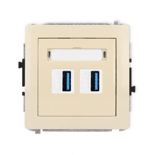 Łatwy zwrot Mechanizm gniazda podwójnego 2xUSB A-A 3.0 Karlik DECO beżowy 1DGUSB-6