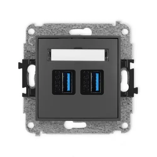 Hit cenowy Mechanizm gniazda podwójnego 2xUSB A-A 3.0 Karlik ICON grafitowy mat 28IGUSB-6