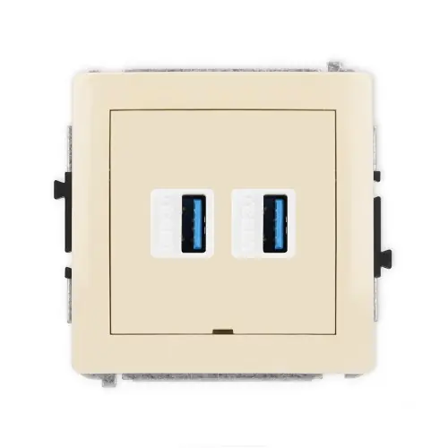 Mechanizm gniazda podwójnego 2xUSB A-A 3.0, bez pola opisowego Karlik DECO beżowy 1DGUSBBO-6 Wyprzedaż