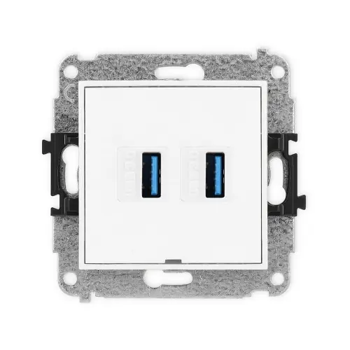 Mechanizm gniazda podwójnego 2xUSB A-A 3.0, bez pola opisowego Karlik ICON biały IGUSBBO-6 Obniżka ceny