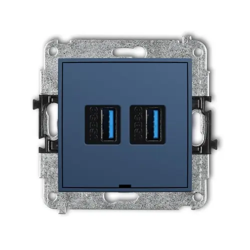 Mechanizm gniazda podwójnego 2xUSB A-A 3.0, bez pola opisowego Karlik ICON navy blue 64IGUSBBO-6 Szybka dostawa