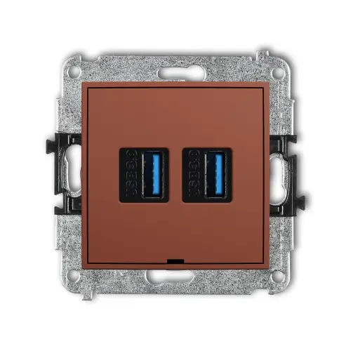 Sprawdź teraz Mechanizm gniazda podwójnego 2xUSB A-A 3.0, bez pola opisowego Karlik ICON terakota 63IGUSBBO-6