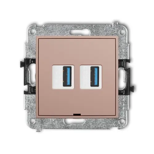Mechanizm gniazda podwójnego 2xUSB A-A 3.0, bez pola opisowego Karlik MINI łososiowy 62MGUSBBO-6 Do wyczerpania zapasów