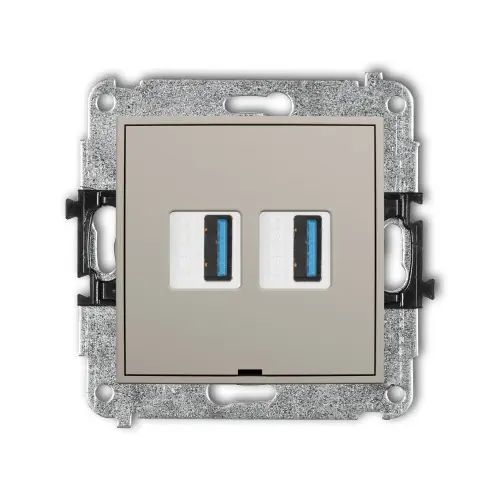 Darmowy zwrot Mechanizm gniazda podwójnego 2xUSB A-A 3.0, bez pola opisowego Karlik MINI taupe 60MGUSBBO-6