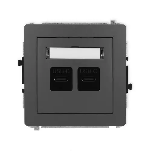 Mechanizm gniazda podwójnego 2xUSB C-C Karlik DECO grafitowy mat 28DGUSB-8 Rabat