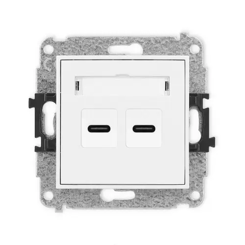 Hit sprzedaży Mechanizm gniazda podwójnego 2xUSB C-C Karlik MINI biały MGUSB-8