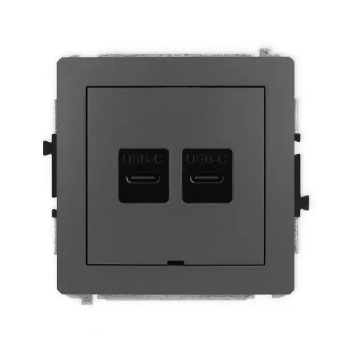 Mechanizm gniazda podwójnego 2xUSB C-C, bez pola opisowego Karlik DECO grafitowy mat 28DGUSBBO-8 Rabat