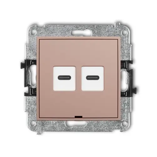 Mechanizm gniazda podwójnego 2xUSB C-C, bez pola opisowego Karlik ICON łososiowy 62IGUSBBO-8 Nowość