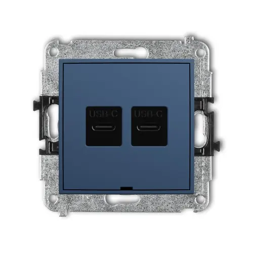 Kup teraz Mechanizm gniazda podwójnego 2xUSB C-C, bez pola opisowego Karlik ICON navy blue 64IGUSBBO-8