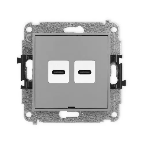 Mechanizm gniazda podwójnego 2xUSB C-C, bez pola opisowego Karlik ICON szary mat 27IGUSBBO-8 Kup teraz