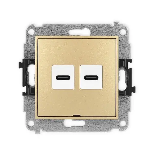 Mechanizm gniazda podwójnego 2xUSB C-C, bez pola opisowego Karlik ICON złoty 29IGUSBBO-8 Darmowy zwrot