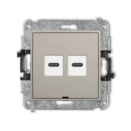 Mechanizm gniazda podwójnego 2xUSB C-C, bez pola opisowego Karlik MINI taupe 60MGUSBBO-8 Ekspresowa dostawa