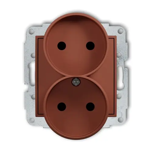 Tylko dziś Mechanizm gniazda podwójnego do ramki bez uziemienia 2x2P (przesłony torów prądowych) Karlik MINI terakota 63MGPR-2p