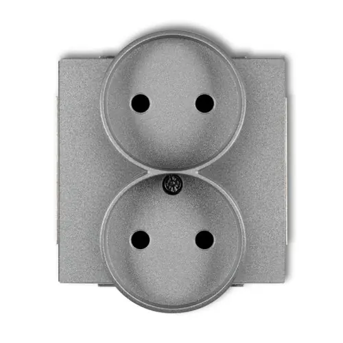Mechanizm gniazda podwójnego do ramki DECO Soft bez uziemienia 2x2P (przesłony torów prądowych) Karlik DECO srebrny metalik 7DGPRSO-2p Ostatnie sztuki