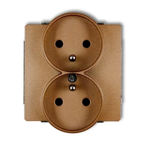 Mechanizm gniazda podwójnego do ramki DECO Soft z uziemieniem 2x(2P+Z) (przesłony torów prądowych) Karlik DECO złoty metalik 8DGPRSO-2zp Bestseller
