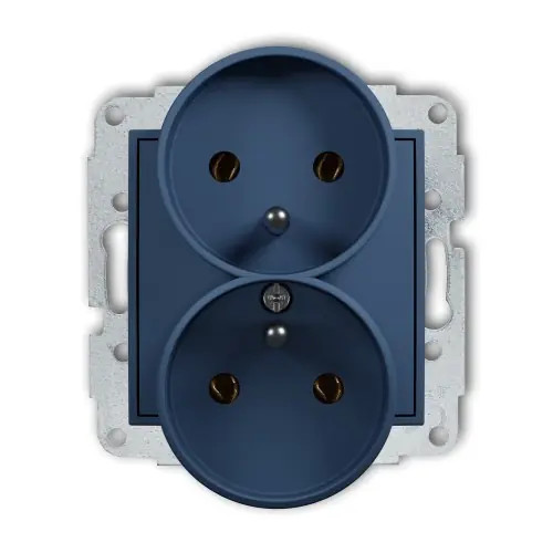 Szybka dostawa Mechanizm gniazda podwójnego do ramki z uziemieniem 2x(2P+Z) (bez przesłon torów prądowych) Karlik ICON navy blue 64IGPR-2z