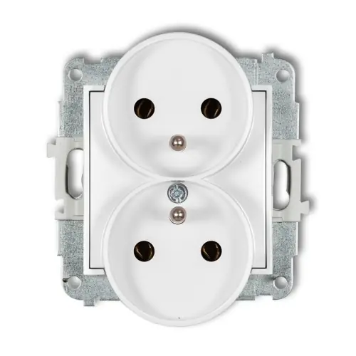 Oferta czasowa Mechanizm gniazda podwójnego do ramki z uziemieniem 2x(2P+Z) (bez przesłon torów prądowych) Karlik MINI biały MGPR-2z