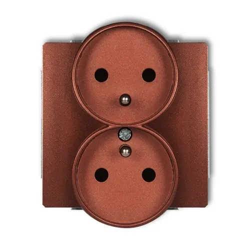 Tani Mechanizm gniazda podwójnego do ramki z uziemieniem 2x(2P+Z) (przesłony torów prądowych) Karlik DECO brązowy metalik 9DGPR-2zp