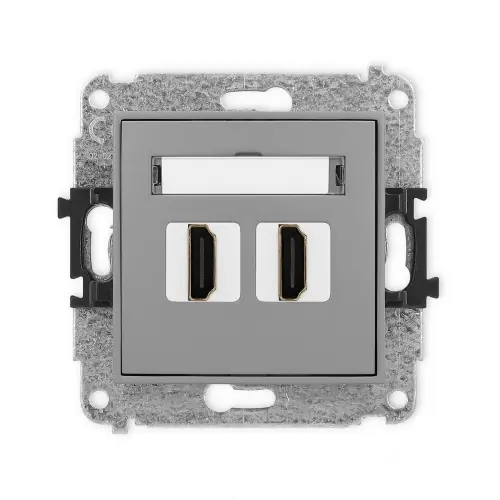 Hit sprzedaży Mechanizm gniazda podwójnego HDMI 2.0, 4K Karlik ICON szary mat 27IHDMI-4