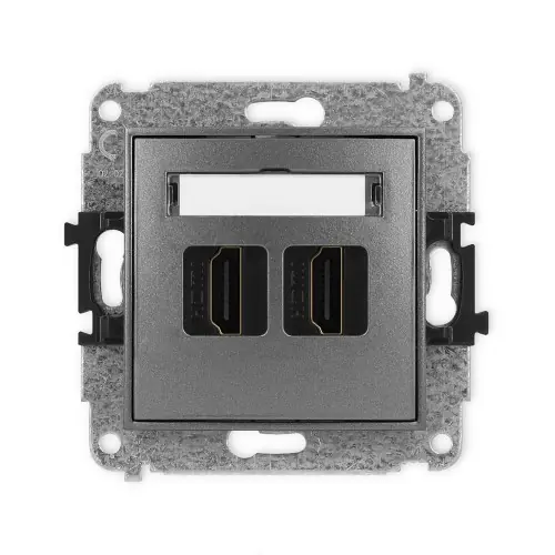 Rabat Mechanizm gniazda podwójnego HDMI 2.0, 4K Karlik MINI grafitowy 11MHDMI-4