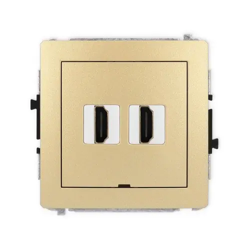 Mechanizm gniazda podwójnego HDMI 2.0, 4K, bez pola opisowego Karlik DECO złoty 29DHDMIBO-4 Rabat