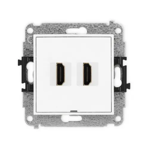 Mechanizm gniazda podwójnego HDMI 2.0, 4K, bez pola opisowego Karlik ICON biały IHDMIBO-4 Oferta limitowana
