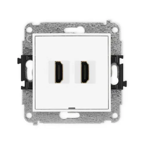 Mechanizm gniazda podwójnego HDMI 2.0, 4K, bez pola opisowego Karlik ICON biały mat 25IHDMIBO-4 Cena promocyjna